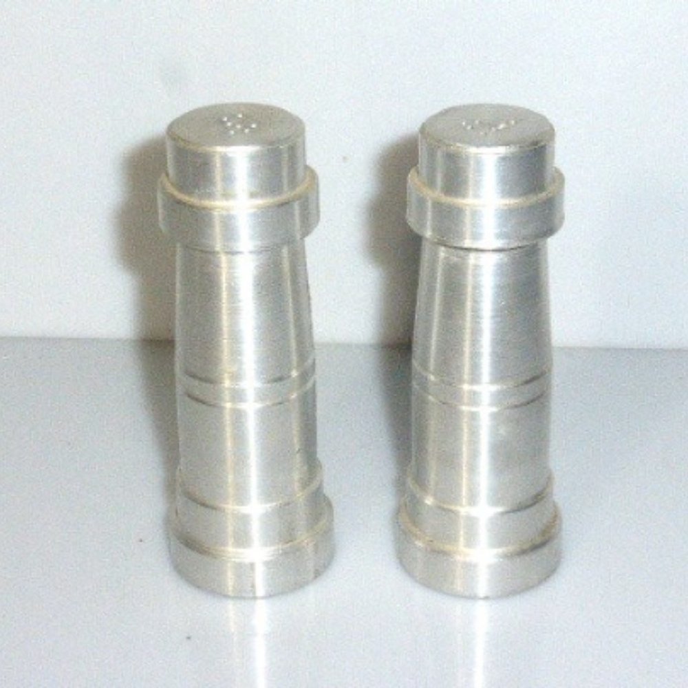 Aluminum SALT & PEPPER SHAKERS Industrial Dinner Table Serving Retro